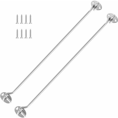 -Juego de 2 ganchos de acero inoxidable macizo y grueso con 8 tornillos de montaje, para cobertizos, portones o puertas de garaje, etc., (16 pulg./400 mm) plateado (1/5)