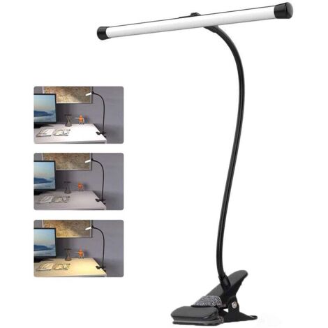 Lámpara de mesa LED con pinza, protección ocular, ideal para estudiar o trabajar, temperatura de color ajustable, luz de lectura, adecuada para dormitorios, habitaciones y espacios personales. (1/5)