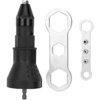 Remachadora eléctrica, remachadora profesional, adaptador para taladro eléctrico inalámbrico, kit de ajuste de tuercas para remachadora diseñado para remaches (negro).