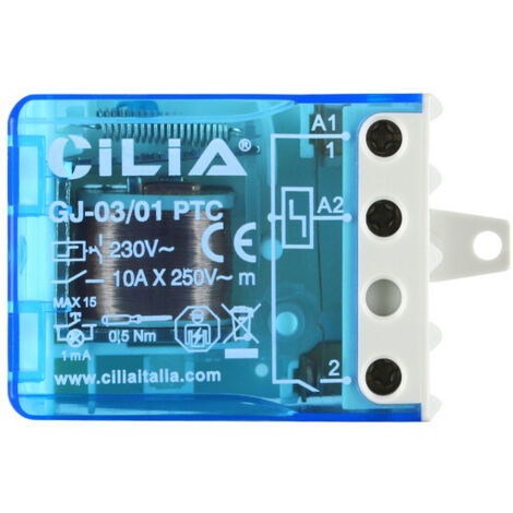 CILIA Télérupteur EVO Encastrable 230V AC 10A - Relais Compatible avec Finder 27.21 - Spécial Boutons Poussoirs Lumineux - Avec Limiteur de Courant PTC - 1 Contact NO - Bleu