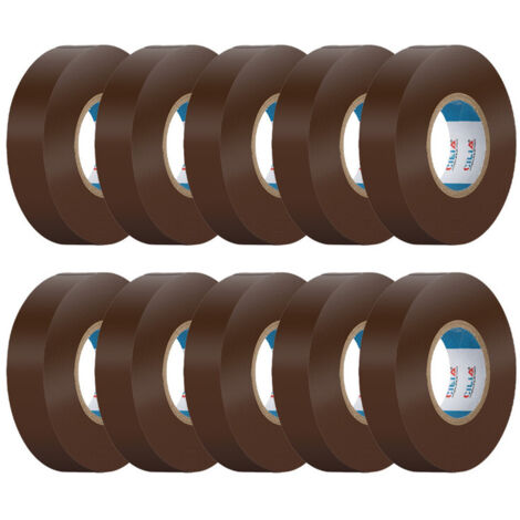 CILIA Lot de 10 Rubans Isolants Électriques PVC 19mm x 25m Chatterton chatterton - Scotch d'Électricien Ignifugé - Adhésif Professionnel Norme IEC - 600V - Pour Câbles et Fils - Couleur: Marron