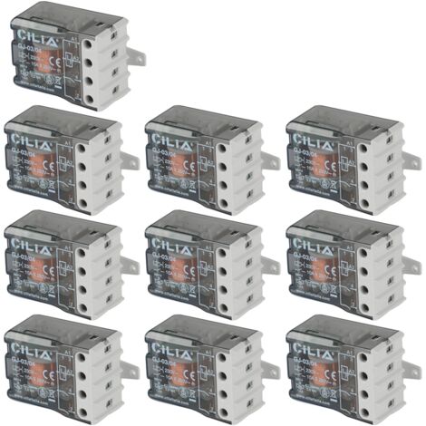 Lot de 10 Télérupteur Encastrable CILIA 230V 10A Relais Électromécanique 4 Séquences, 2 NO Compatible avec Finder 27.05 Pour Commande d'Éclairage
