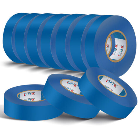 Lot de 10 Chatterton CILIA  Ruban Adhésif Isolant Électrique PVC 19mm x 25m  Scotch Électricien Professionnel Ignifuge 600V  Chatertone Isolant Multicolore Couleur: Bleu Spécial Fil Neutre