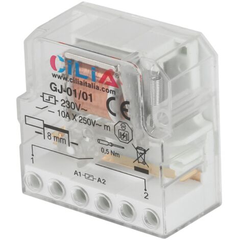CILIA Relais à Impulsion (Relais Pas à Pas) 230V AC - 1 Contact NO 10A Télérupteur - Circuits Bobine et Contacts Séparés pour Commande d'Éclairage - Compatible Finder 26.01