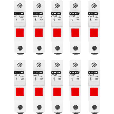 Lot de 10 Voyant Lumineux Modulaire LED Rouge CILIA 110-400V AC, 1 Module Lampe Témoin de Signalisation sur Rail DIN pour Tableau Électrique