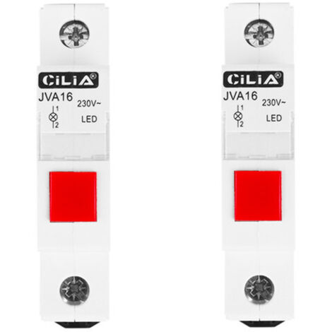 Lot de 2 Voyant Lumineux Modulaire LED Rouge CILIA  110-400V AC, 1 Module  Lampe Témoin de Signalisation sur Rail DIN pour Tableau Électrique