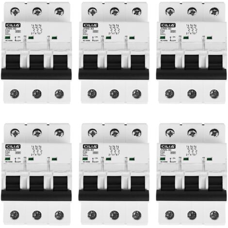 Lot de 6 Disjoncteur Magnétothermique Tripolaire CILIA (3P) 400V Triphasé Courbe C, 6kA Disjoncteur Modulaire 3 Modules pour Tableau Électrique et Rail DIN, 32A