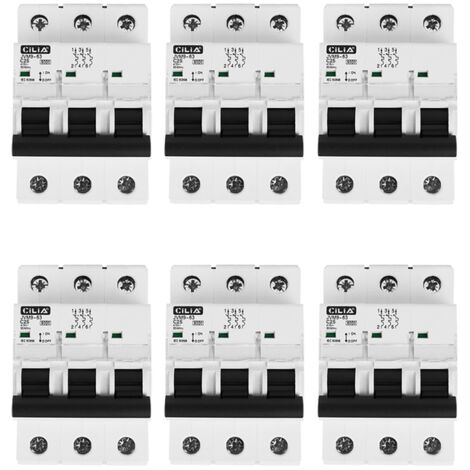 Lot de 6 Disjoncteur Magnétothermique Tripolaire CILIA (3P) 400V Triphasé  Courbe C, 6kA  Disjoncteur Modulaire 3 Modules pour Tableau Électrique et Rail DIN, 25A