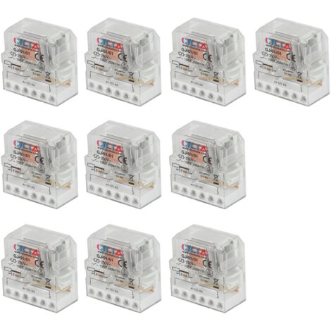 Lot de 10 CILIA Relais à Impulsion (Relais Pas à Pas) 230V AC - 1 Contact NO 10A Télérupteur - Circuits Bobine et Contacts Séparés pour Commande d'Éclairage - Compatible Finder 26.01