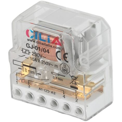 Télérupteur Encastrable CILIA 230V 10A Relais à Impulsions 4 Séquences, 2 Contacts NO Compatible Type Finder 26.04 Pour Commande d'Éclairage et Domotique