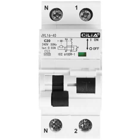 CILIA FI/LS-Schalter 1P+N - Fehlerstrom-Leitungsschutzschalter 2 TE (Standard 2 Module) - 30mA 6kA Typ AC - RCBO für Hutschiene - Überlast- & Kurzschlussschutz C20 (20A)