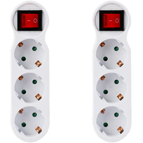 CILIA 2er Set Mehrfachsteckdose 3-fach mit Schalter, Steckdosenadapter 3 in 1, Steckdosenverteiler Schuko Kabellos, 16A 230V Max. 3500W, Aufputz Wandsteckdose für Küche & Wohnzimmer, Weiß