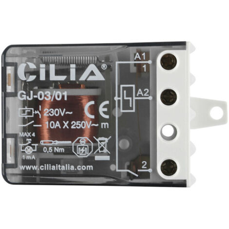 CILIA Relé Telerruptor Electromecánico Compacto 230V AC 10A - Relé de Impulsos 1 Contacto NA - Compatible con Finder 27.01 - Tamaño Reducido para Caja de Registro