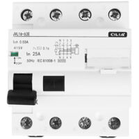 CILIA Interruptor Diferencial Puro (RCCB) 4P 30mA Tipo AC - 400V Trifásico - 4 Módulos DIN - Protección contra Fugas a Tierra 25A