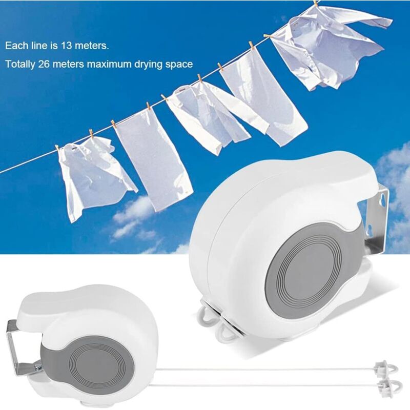MUSTORN Corde à Linge Extensible Double Ligne – Acier Inoxydable 4,2 M, Intérieur/Extérieur, Balcon, Séchage Linge Robuste Et Compact Noir