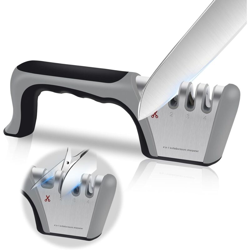 Aiguiseur De Couteaux 4 En 1 Carehabi - Affûteur Professionnel Ergonomique Pour Cuisine, Facile à Utiliser