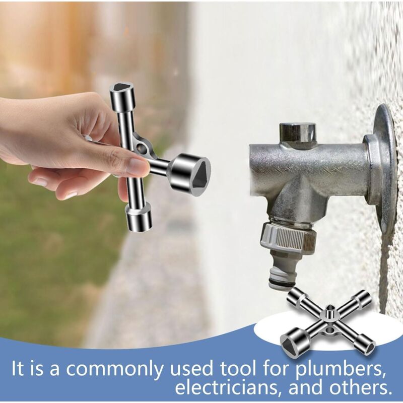 Clé Triangulaire 4 Voies – 5 Tailles (7 à 18 Mm), Multifonction Pour Compteurs, Armoires, Robinets, Serrures