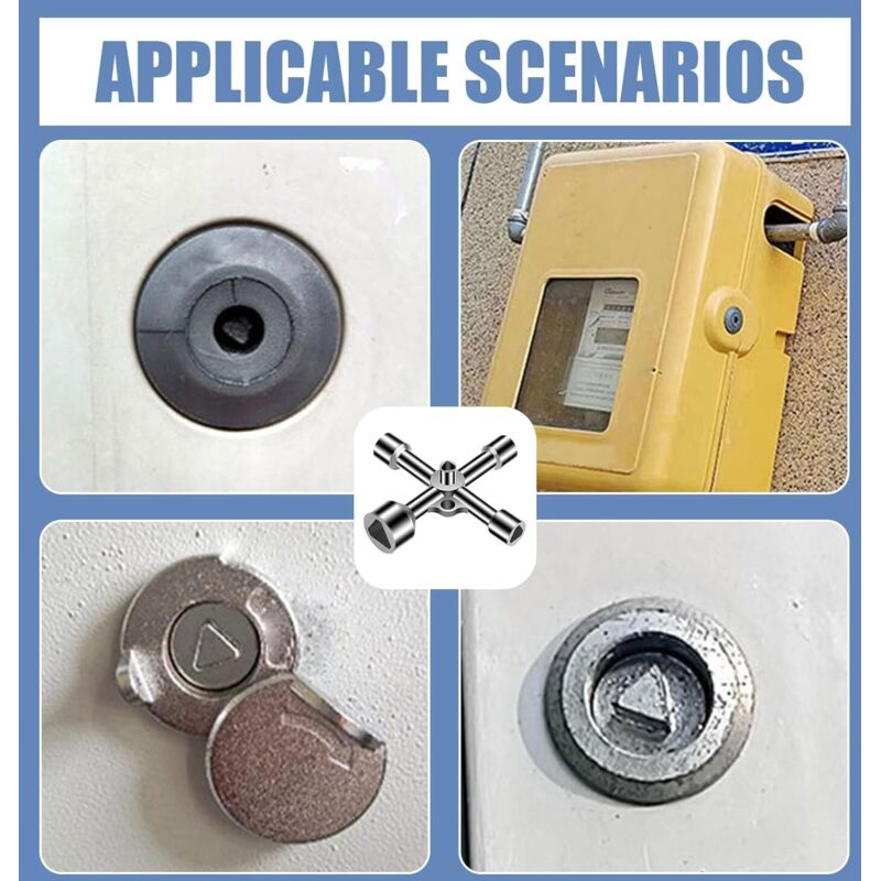 4 Voies 5 Clé Triangle, 7mm/10mm/12mm/13mm/18mm Clef Triangle Cle Triangle Cle Universelle Cle Carre Pour Coffret Electrique Gaz Eau Compteur Electrique Coffret Armoire 87856392