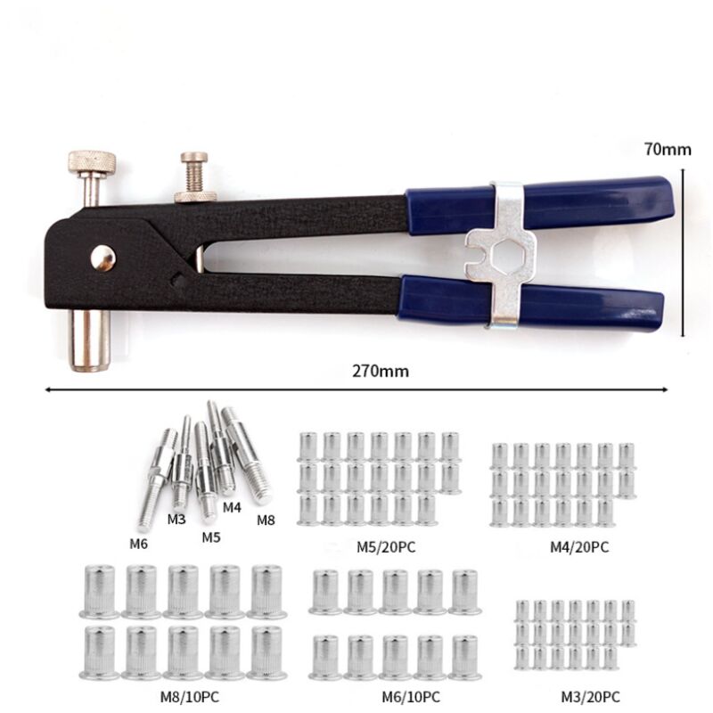 Pince à Rivet Fileté M3 à M10 - Kit Riveteuse Avec Mandrins Et Boîtier Robuste