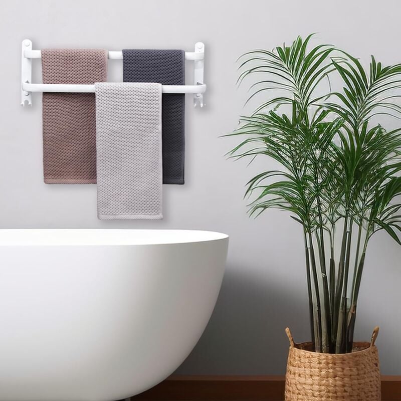 Luyckfrazy Porte-Serviettes Double En Acier Inoxydable, Porte-Serviettes Muraux, Porte-Serviettes Finition Brossée Pour Salle De Bain Et Cuisine, Montage Par Vis, 30 Cm - 80 Cm (Size : 40cm