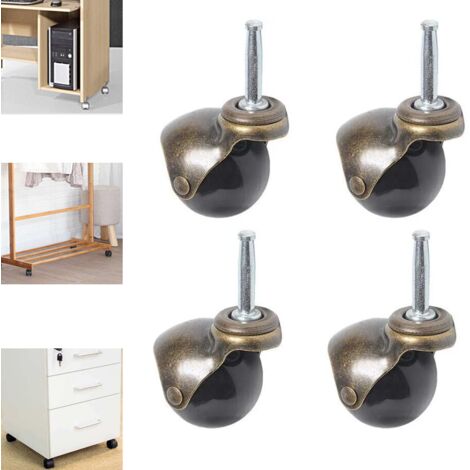 Rnemitery – Lot de 4 roulettes pivotantes 50mm – Charge max 25kg – En polyuréthane et métal – Pour petits meubles et chariots à micro-ondes