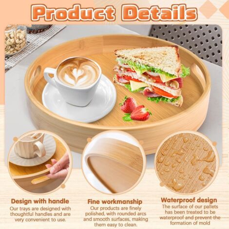 Plateau En Bambou Avec Poignées – Idéal Pour Le Service Thé, Apéro Ou Rangement – Design Naturel Et Pratique