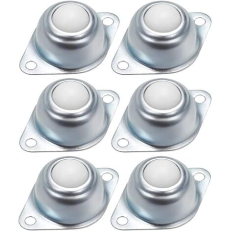 Rnemitery – Roulette à billes en fer galvanisé – Boules en nylon – Charge max 15 kg – Lot de 6 roulettes – Pivote à 360° pour systèmes de transmission