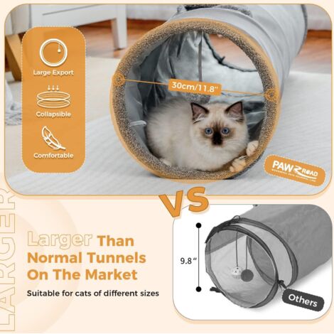 Tunnel De Jeu Pour Chat En Forme De Donut Avec Lit Intégré - Doudou Peluche, Lavable, Pour Chatons Et Chats (jusqu'à 7 Kg)