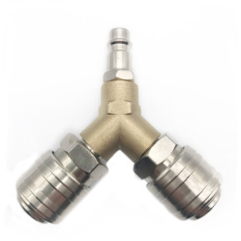 Rnemitery – Distributeur d'air comprimé en Y – 2 connecteurs filetés 1/4 pouce – Laiton antirouille – Connexion rapide pour outils pneumatiques