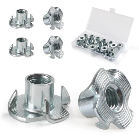 Rnemitery – Écrous à griffes en acier au carbone galvanisé M4, M5, M6, M8, M10 – Fixation solide pour meubles – Lot de 110 pièces