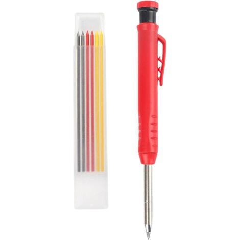 Rnemitery – Crayon de charpentier solide avec 3 recharges – Pointe de 1,6 pouce – Pour marquage sur métal, bois et verre – Taille-crayon intégré (1/5)