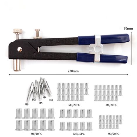 Kit De 6 Pinces à écrous Aveugles + 30 écrous M3 à M10 - Pour Tôlerie Et Assemblages Manuels - 5