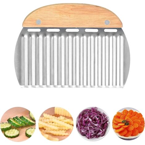 Couteau de Tranches de Pomme de Terre, Couteau Lame Ondulée, Trancheuse de Frites Vague, Patate Lame OnduléE Coupe En Acier Inoxydable Frites Outils De Cuisine pour Légume, Fruits et Gaufre