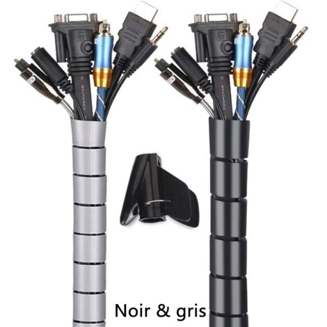 Rnemitery – Organisateur de câbles 2 x 3 m – Gaine en polyéthylène flexible – Diamètre 2,2 cm et 1,6 cm – Pour 6 à 8 câbles et 4 à 6 câbles (1/5)