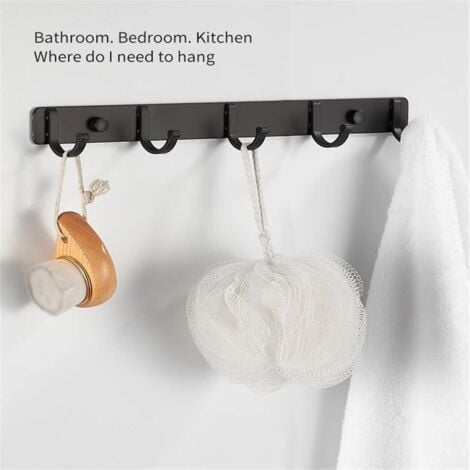 FOREHILL Porte-manteau Mural En Acier Inoxydable Porte-manteau à Crochet Robuste Porte-serviettes (6 Crochets, Noir