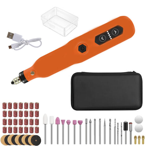 65 Pièces Accessoires ，3.7 V Outil Rotatif Multifonction Sans Fil,  16000tr/min Max, Mini Perceuse Sans Fil Avec Lumière LED,, Polissage, Ponçage, Perçage et Bricolage