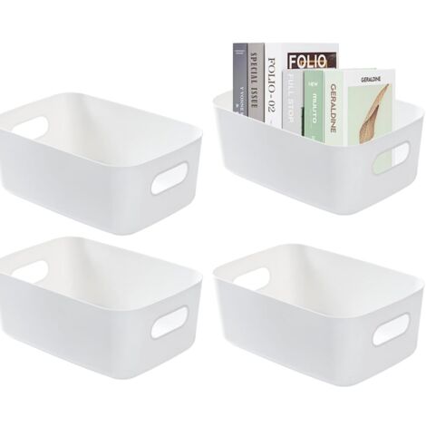 Rnemitery – Lot de 4 boîtes de rangement en plastique 19 x 13,5 x 7,5 cm – Résistantes aux taches et aux odeurs – Empilables pour rangement optimisé