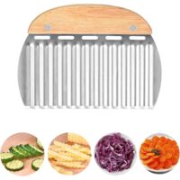 Couteau de Tranches de Pomme de Terre, Couteau Lame Ondulée, Trancheuse de Frites Vague, Patate Lame OnduléE Coupe En Acier Inoxydable Frites Outils De Cuisine pour Légume, Fruits et Gaufre