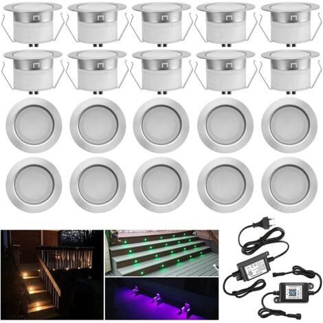 Los 20 Bluetooth RGBWW LED Externe Pulxible Spot, Ø45mm dimmbare Mini -Spot -Spot -Lampe -In -Spot, IP67 DC12V wasserdichte Spottreppe für Holzterrasse (RGB+Warm White)