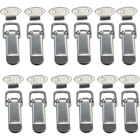 12 Stück Haubenriegel, Hebelriegel, Federriegel, Knebelriegel, Federverschluss mit Haken, Edelstahl-Federriegel für Schrank, Box, Schublade, Schrank