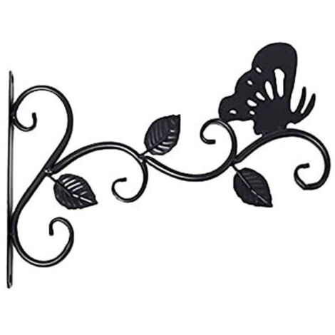 Hängender Pflanzenhalter im Schmetterlingsdesign aus rostfreiem, robustem Metall – Wandmontage, Antirutsch, Schwarz, Set mit 1 Stück (1/5)