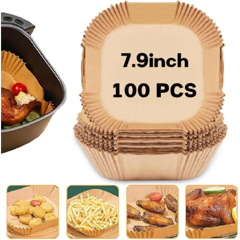 100 pezzi di carta pergamena da 20 cm per friggitrice ad aria, rivestimento in carta da forno per friggitrice ad aria, accessori di carta pergamena antiaderente usa e getta senza olio
