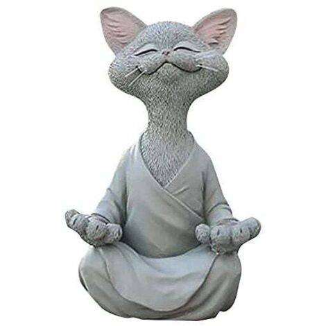 Statuetta di gatto, gatto felice per meditazione yoga, scultura in posa rilassata del gatto Zen per la decorazione del prato all'aperto di casa, regali per gli amanti dei gatti