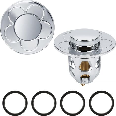 2 Pezzi Tappo Lavello Universale, Scarico Pop Up per Lavabo, Filtro di Scarico Anti-Bloccato per Lavandino Cucina Bagno, Applicabile al Diametro 34-40 mm (Argento)
