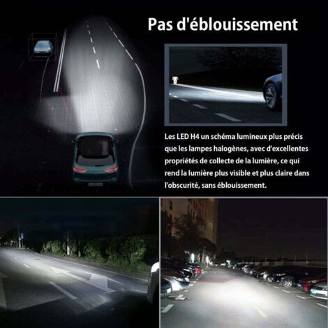 NOVSIGHT Lampadine LED H4 30000LM 6500K – 90W, Fino A 500% Più Luminose, Plug & Play Per Auto E Moto (2 Pezzi)