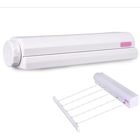 Innotic Stendino da parete, Stendibiancheria richiudibile 8 barre Acciaio, Stendino a muro pieghevole per bagno lavanderia, Interno o Esterno, Salvaspazio, Carico 30 kg, Bianco, 60cm