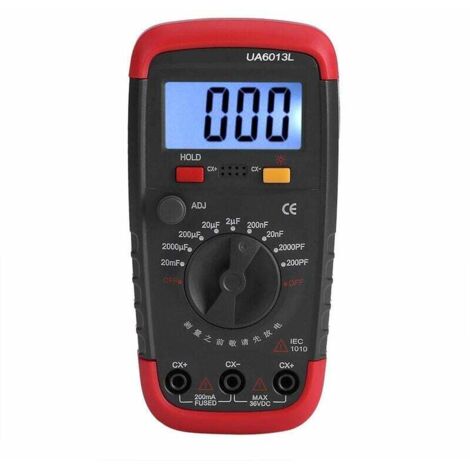 Misuratore di capacità professionale, tester per condensatori digitali 0,1 pF - 20000uF con misuratore di capacità con retroilluminazione LCD e rivestimento protettivo Max 1999