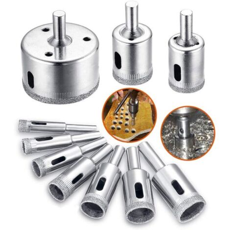 Set di punte diamantate da 10 pezzi per ceramica, vetro, porcellana, piastrelle - da 8 mm a 50 mm (1/5)