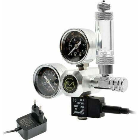 Regolatore di CO2 per acquario con adattatore 12V, riduttore di pressione per acquario, doppio manometro con contabolle e valvola di ritegno, interfaccia W21.8