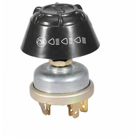 Interruptor de tractor, interruptor de luz/bocina impermeable de 12 V, botón pulsador de metal para tractor Massey Ferguson (plata + negro) (1/5)